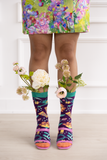 WOMEN'S GARDENING PRETTY FLOWERS NOVELTY CREW SOCKS - UPTOWN SOX