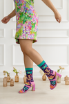 WOMEN'S GARDENING PRETTY FLOWERS NOVELTY CREW SOCKS - UPTOWN SOX