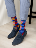 FUN WAVY MULTI COLOURED CHECKERED SOCKS -  UPTOWN SOX